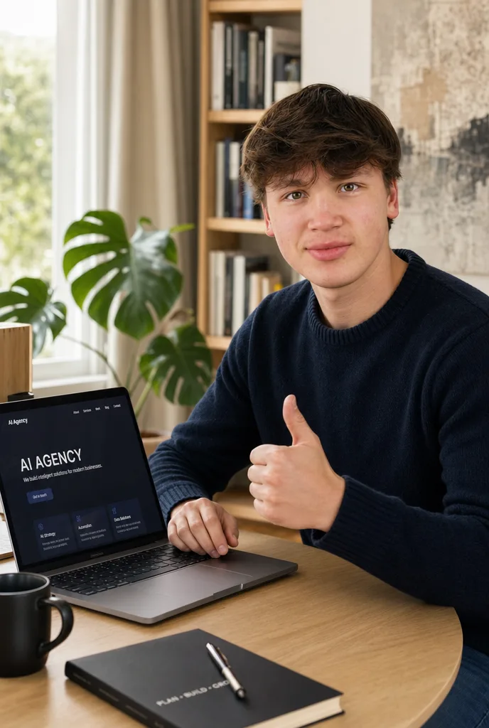 Sinyo building a website at his desk